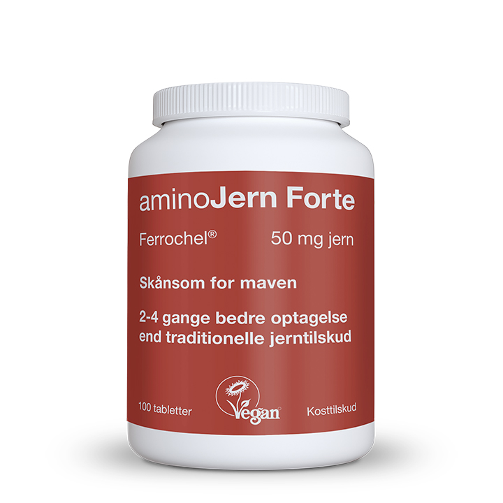 Se aminoJern Forte 100 tabl. - Spar 15% v. køb over 500 kr. - Pharmovital hos Pharmovital.dk